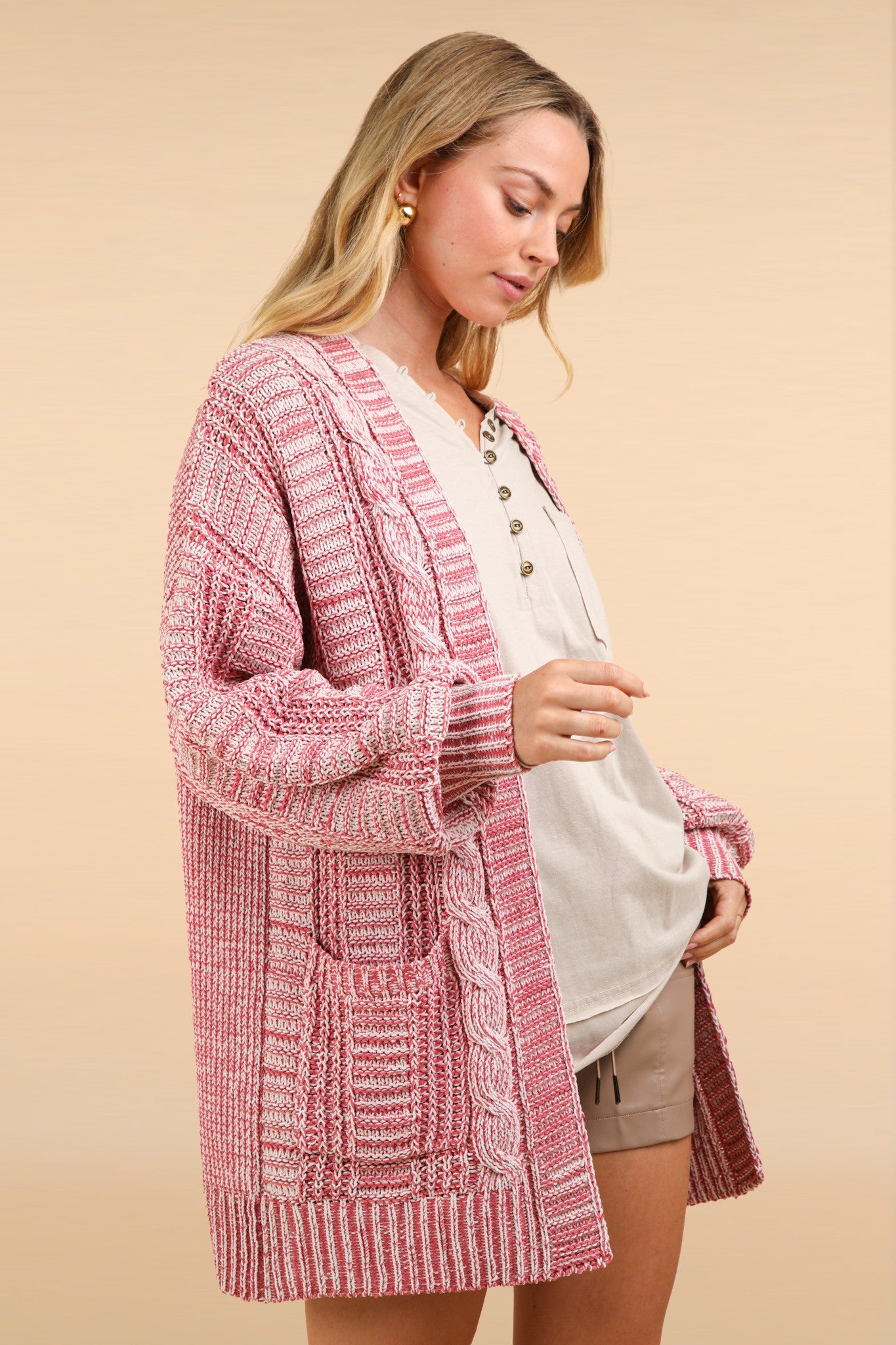 VERY J Cable Knit Open Front Cardigan - Get Stylish