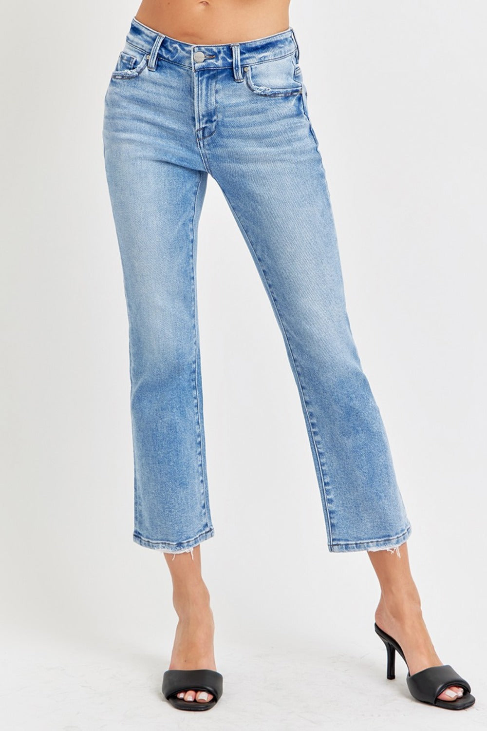 RISEN Full Size Low Rise Crop Slim Straight Jeans - Get Stylish