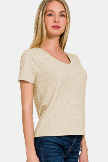 Zenana Ribbed Short Sleeve T-Shirt