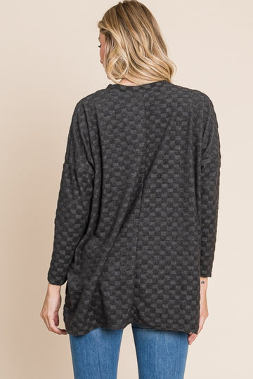 Checkered Long Sleeve V-Neck T-Shirt