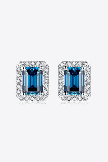 2 Carat Moissanite Stud Earrings in Indigo