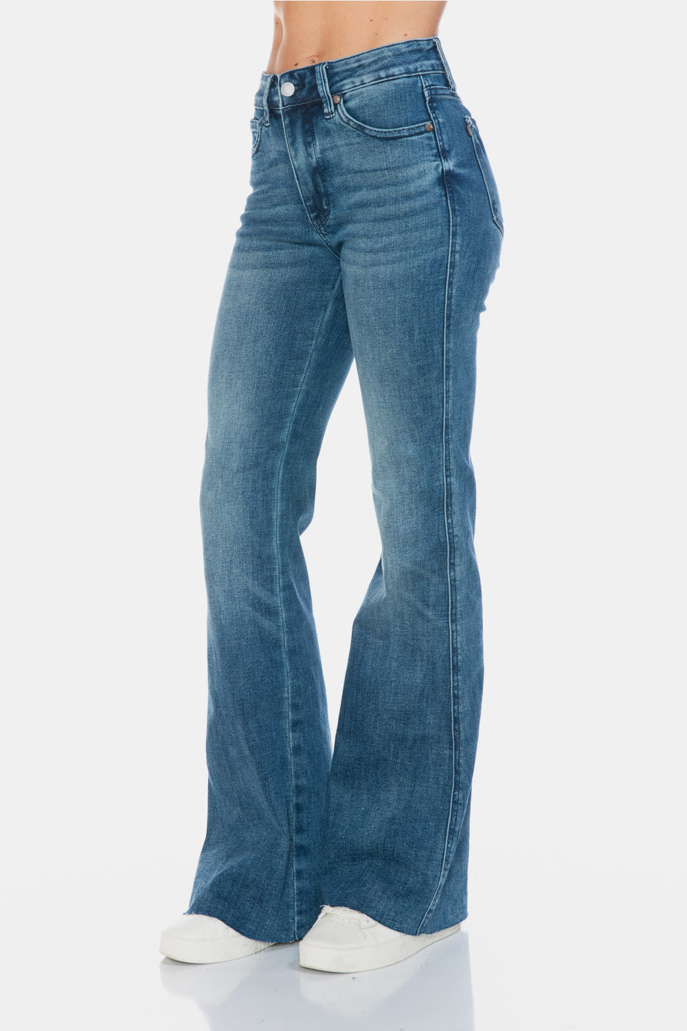 Judy Blue Full Size Tummy Control Cut Hem Flare Jeans - Get Stylish