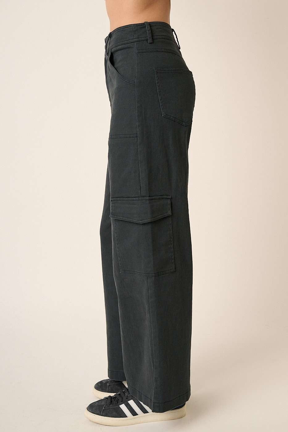 Mittoshop Wide Leg High Waist Pants with Cargo Pockets - Get Stylish