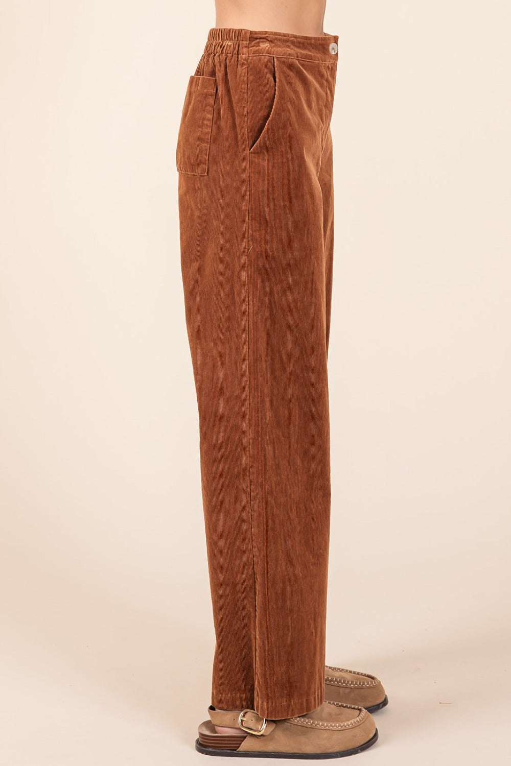 Mittoshop Corduroy Back Elastic Waist Pants - Get Stylish