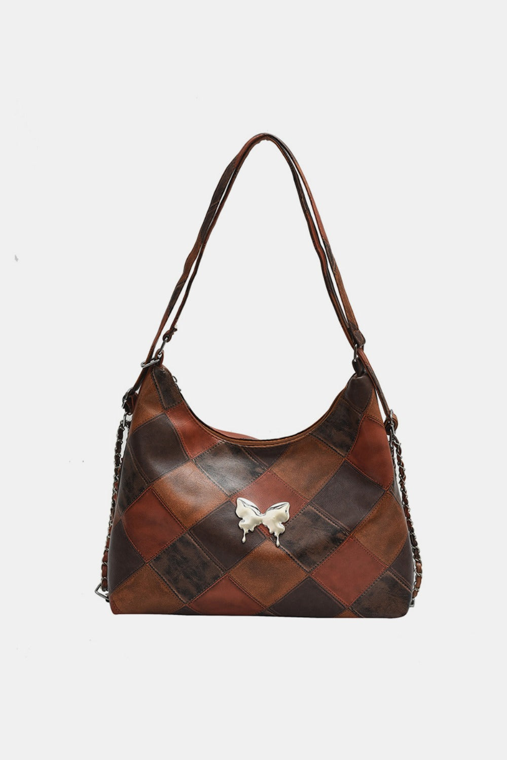 PU Leather Color Block Shoulder Bag