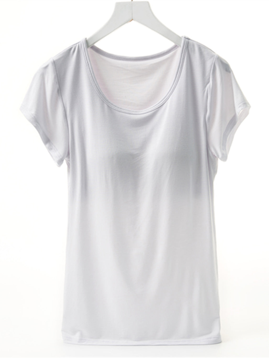 Round Neck Short Sleeve T-Shirt with Bra - Get Stylish