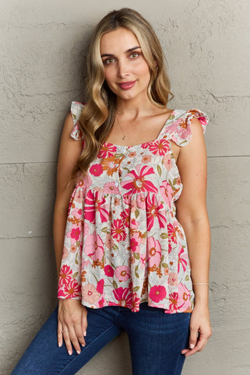 Floral Square Neck Babydoll Top