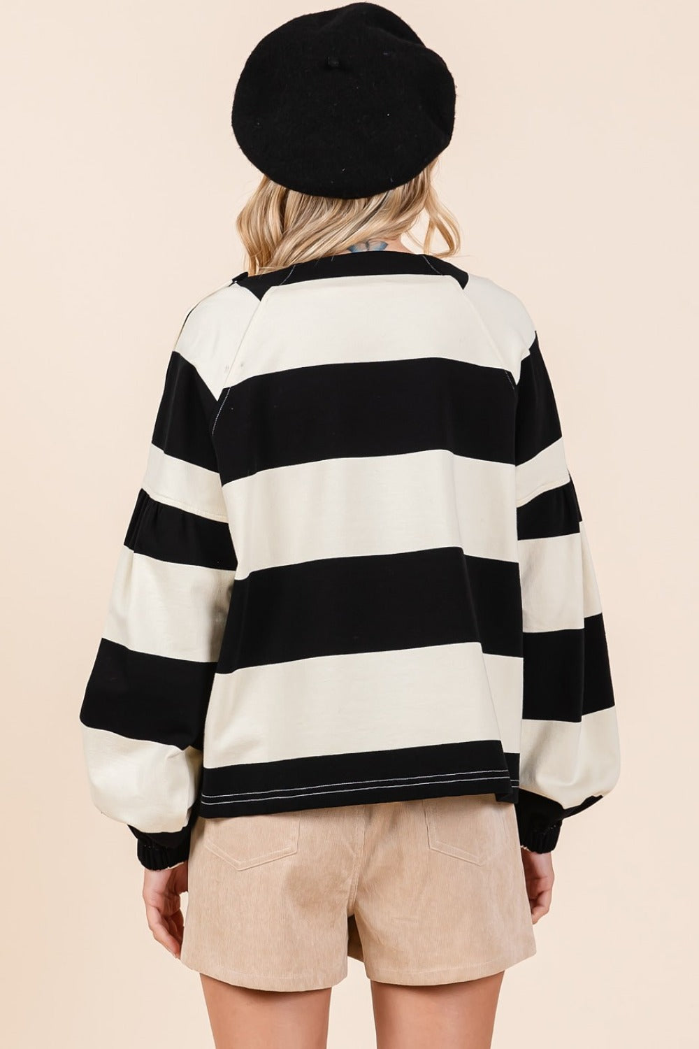 Mittoshop Striped Snap Shoulder Long Sleeve T-Shirt - Get Stylish