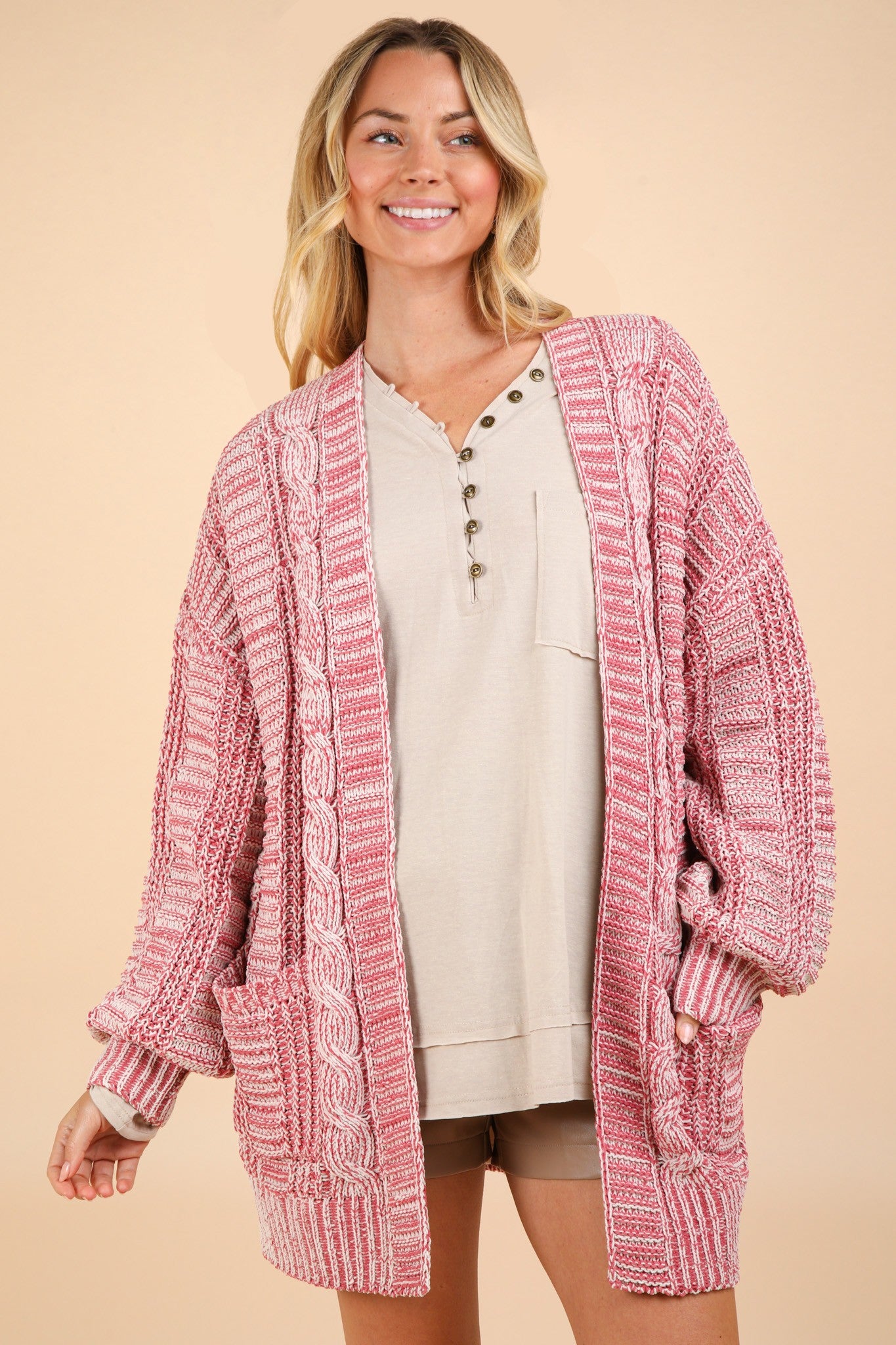 VERY J Cable Knit Open Front Cardigan - Get Stylish