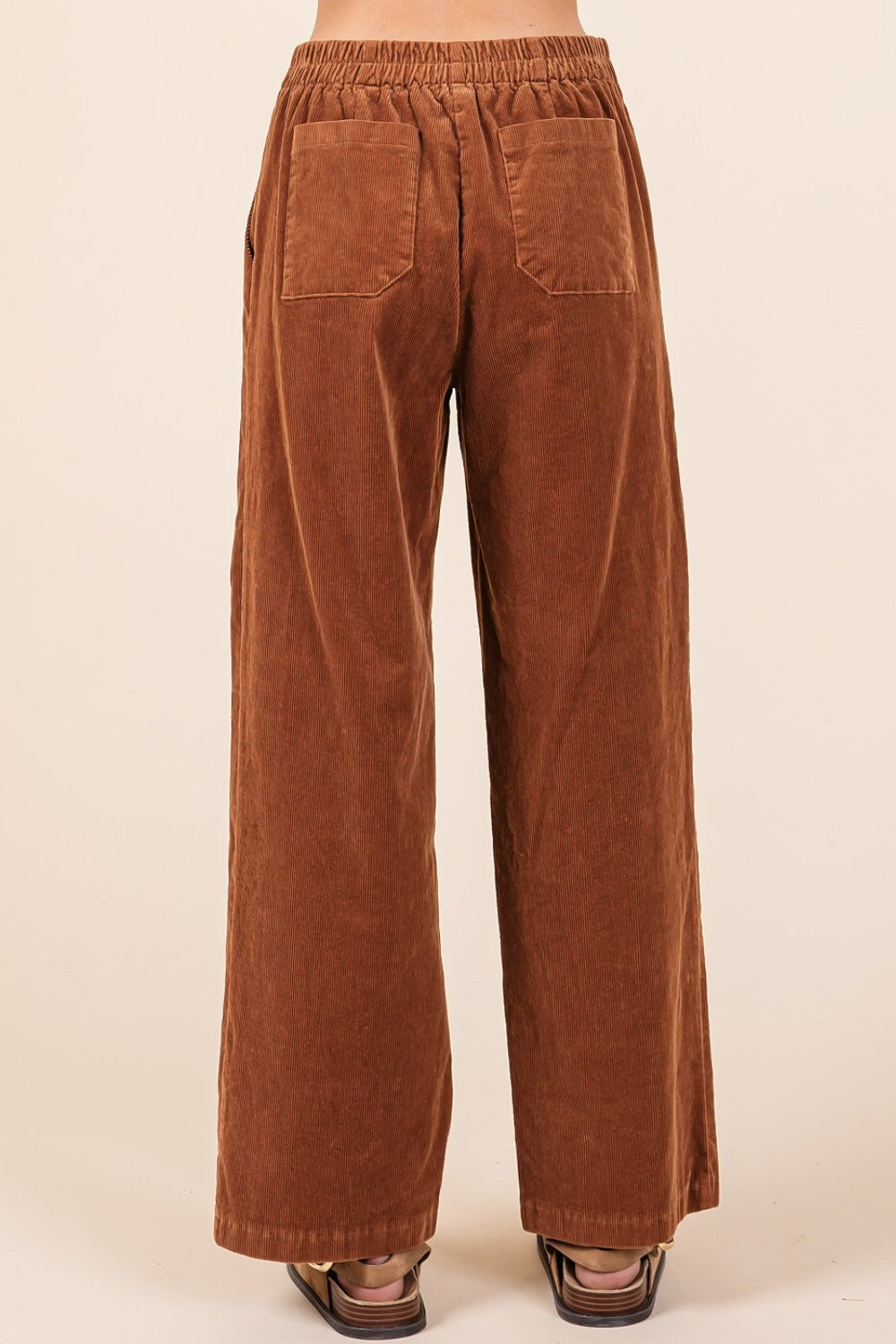 Mittoshop Corduroy Back Elastic Waist Pants - Get Stylish