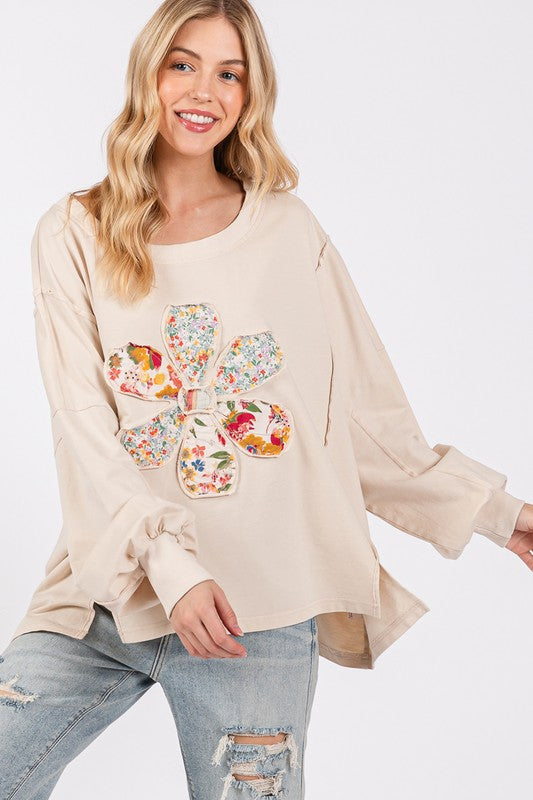 SAGE + FIG Flower Patch Dropped Shoulder Oversize Top - Get Stylish