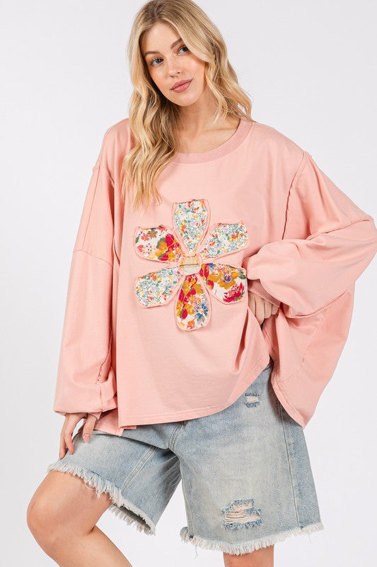 SAGE + FIG Flower Patch Dropped Shoulder Oversize Top - Get Stylish