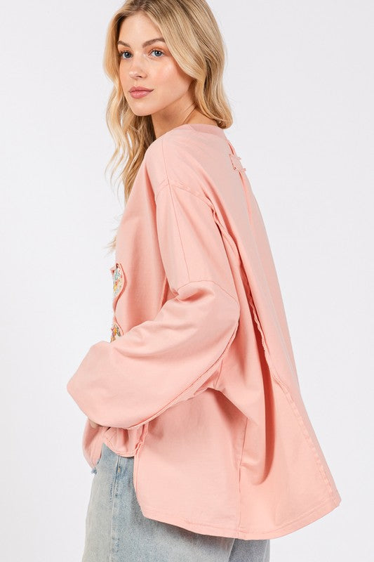 SAGE + FIG Flower Patch Dropped Shoulder Oversize Top - Get Stylish