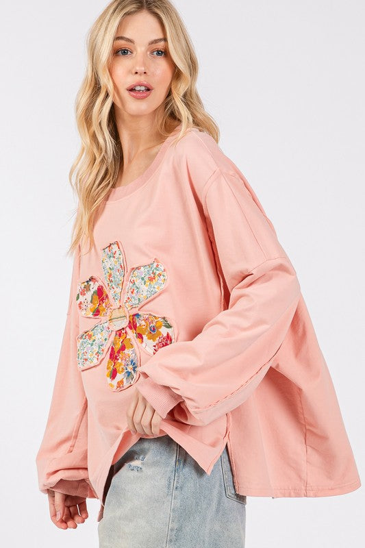 SAGE + FIG Flower Patch Dropped Shoulder Oversize Top - Get Stylish