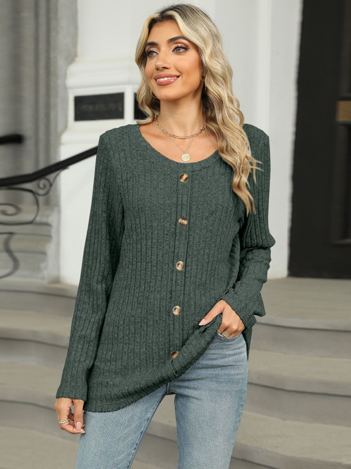 Round Neck Long Sleeve T-Shirt - Get Stylish