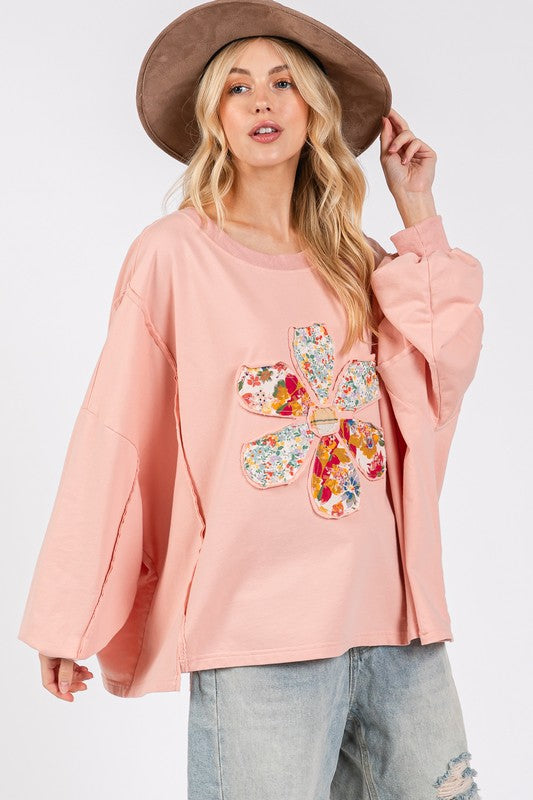 SAGE + FIG Flower Patch Dropped Shoulder Oversize Top - Get Stylish