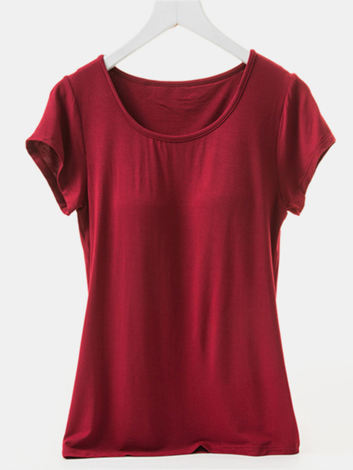 Round Neck Short Sleeve T-Shirt with Bra - Get Stylish