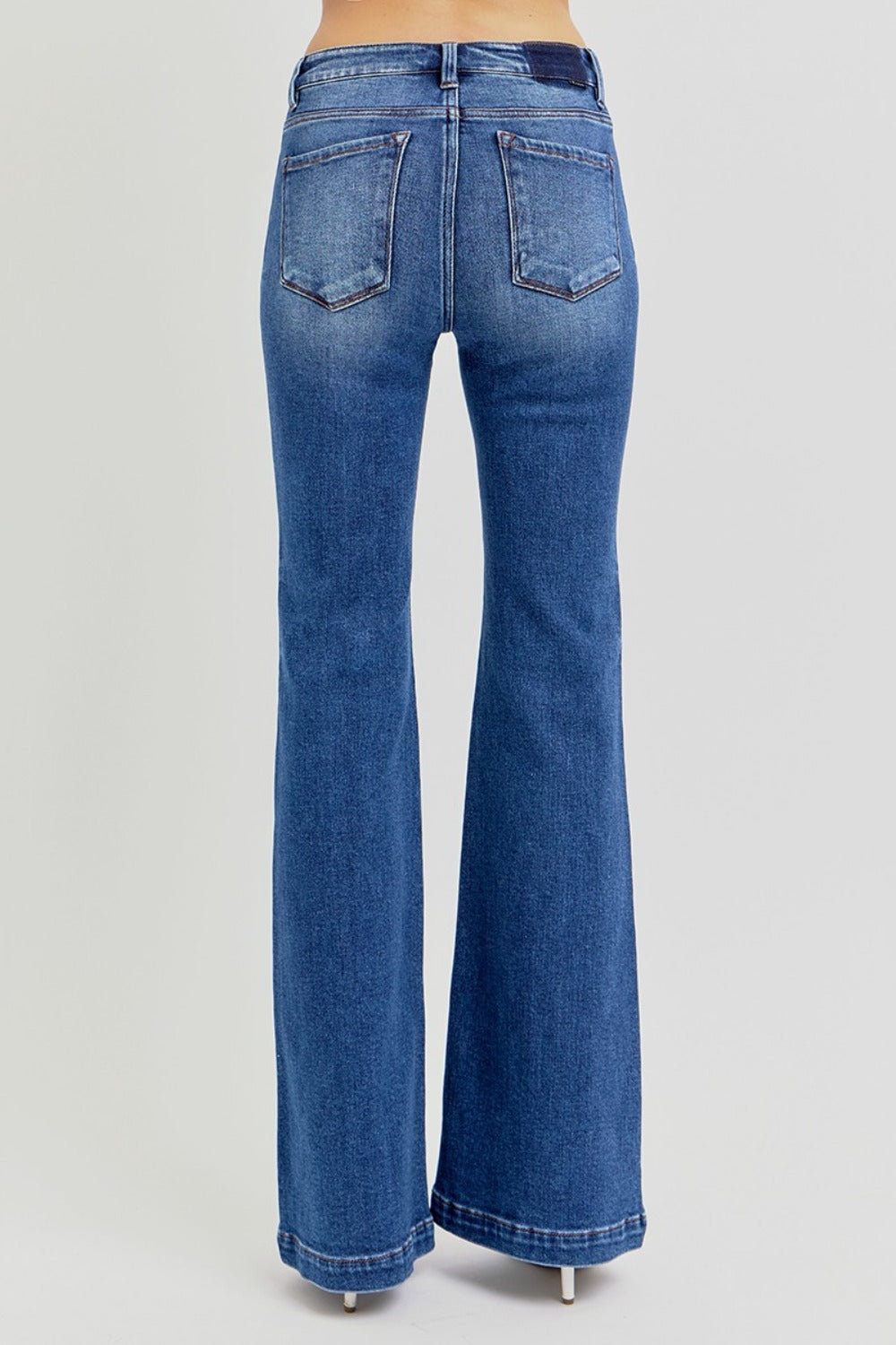 RISEN Full Size Low Rise Flare Jeans with Pockets - Get Stylish