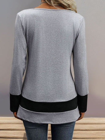 Perfee Contrast Long Sleeve T-Shirt