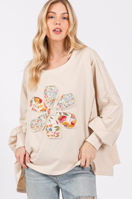 SAGE + FIG Flower Patch Dropped Shoulder Oversize Top - Get Stylish