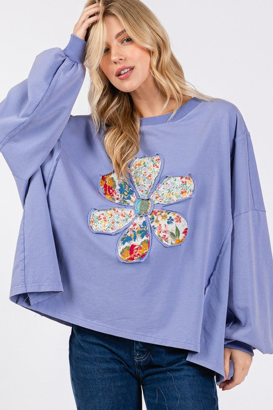 SAGE + FIG Flower Patch Dropped Shoulder Oversize Top - Get Stylish