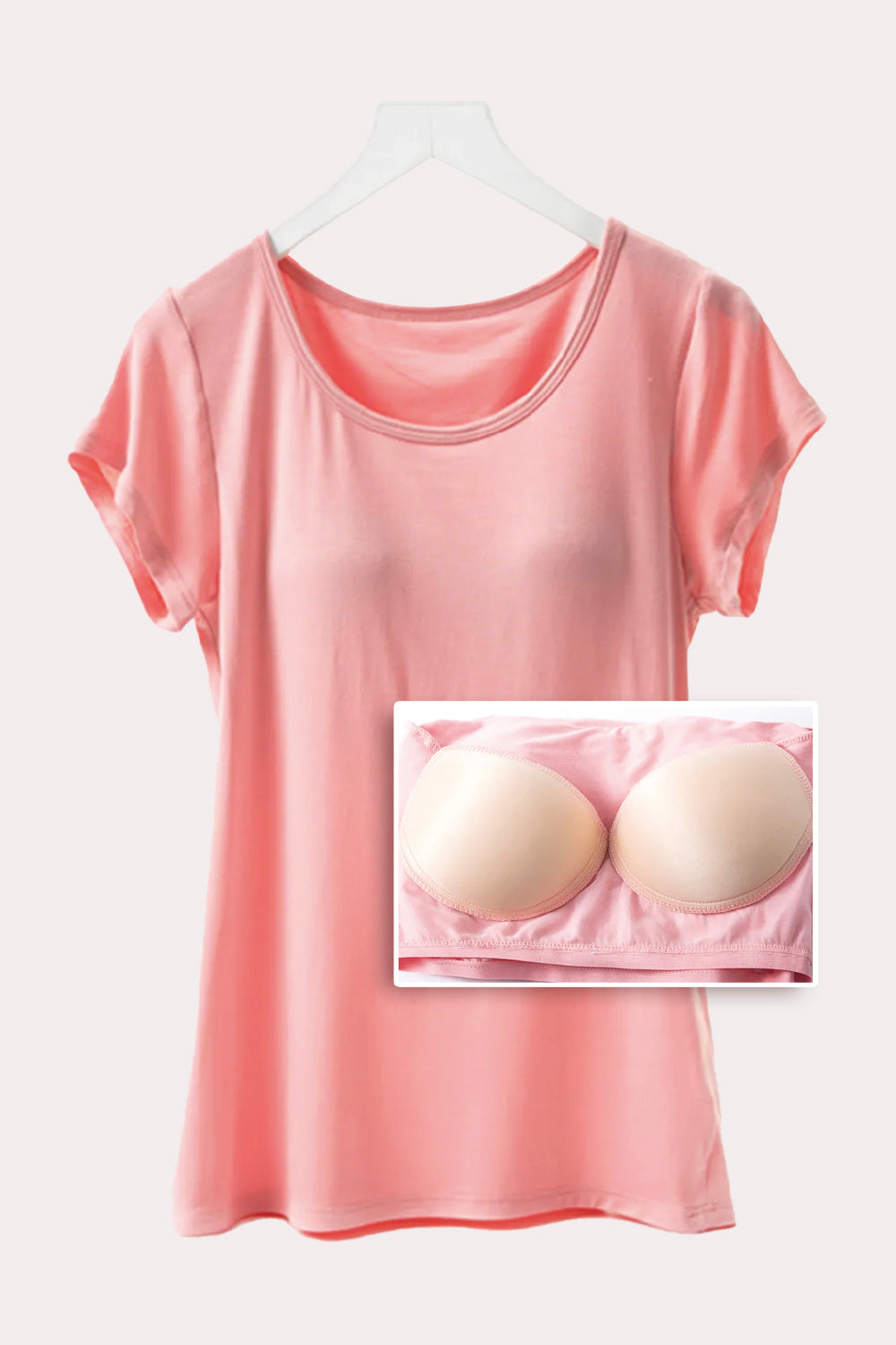 Round Neck Short Sleeve T-Shirt with Bra - Get Stylish