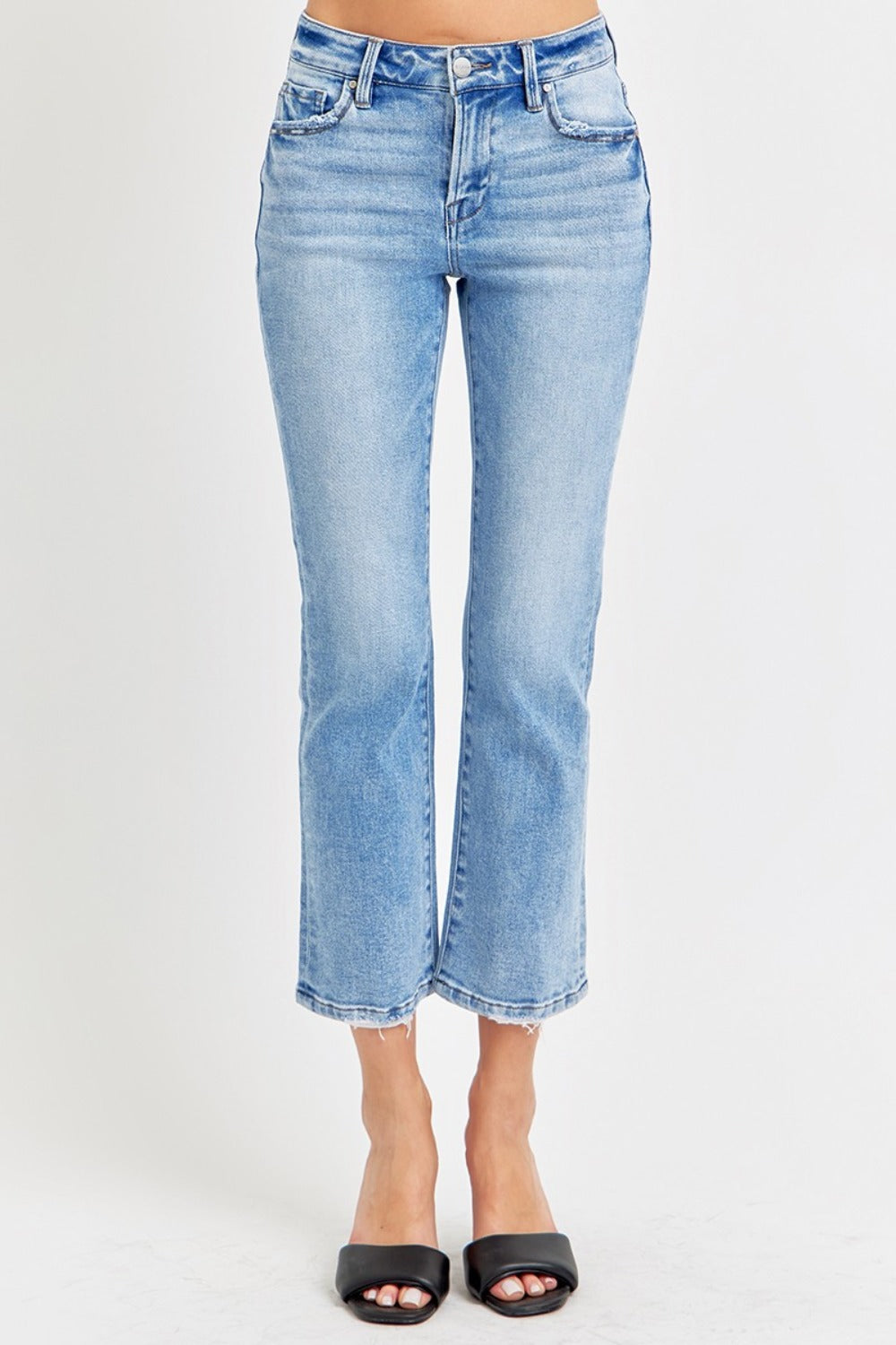 RISEN Full Size Low Rise Crop Slim Straight Jeans - Get Stylish