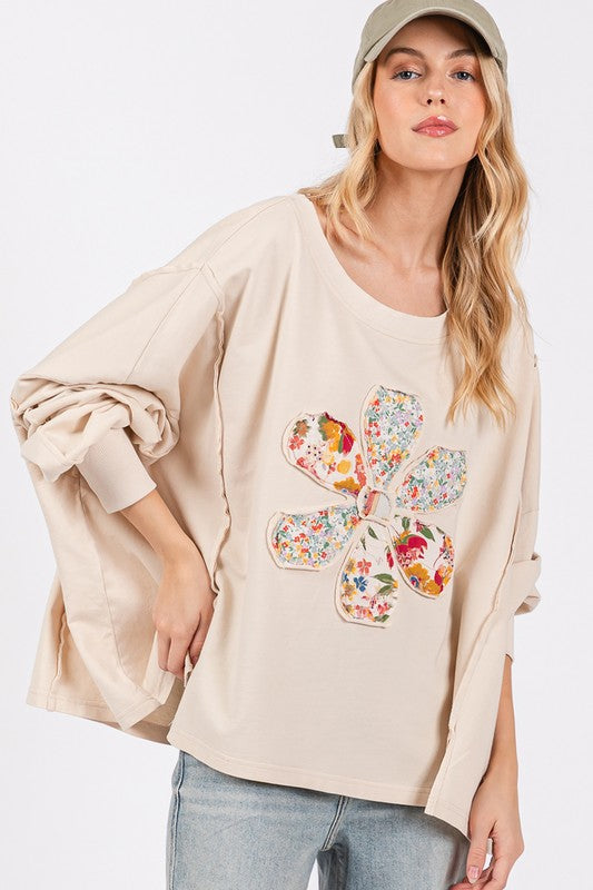 SAGE + FIG Flower Patch Dropped Shoulder Oversize Top - Get Stylish