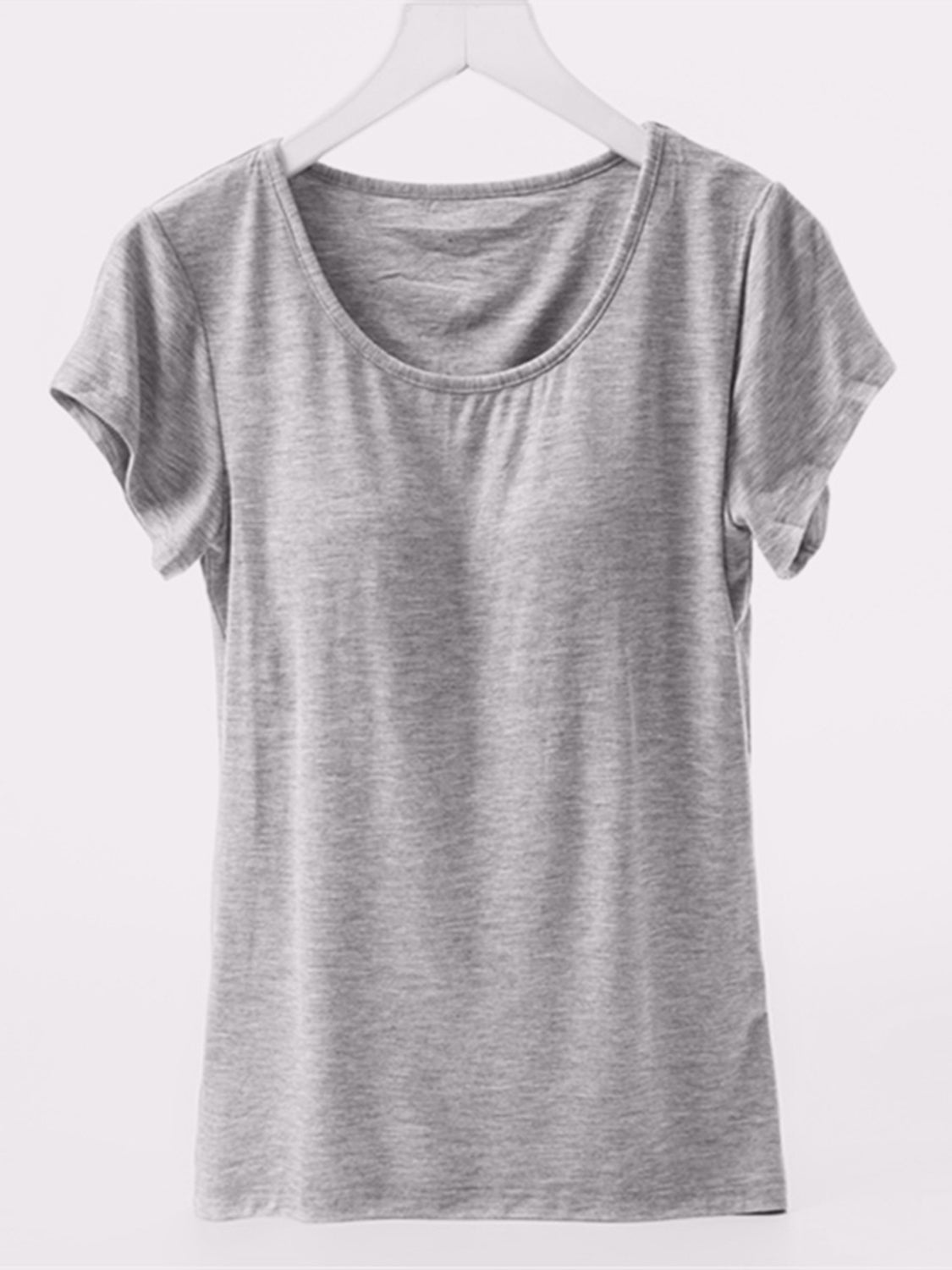 Round Neck Short Sleeve T-Shirt with Bra - Get Stylish