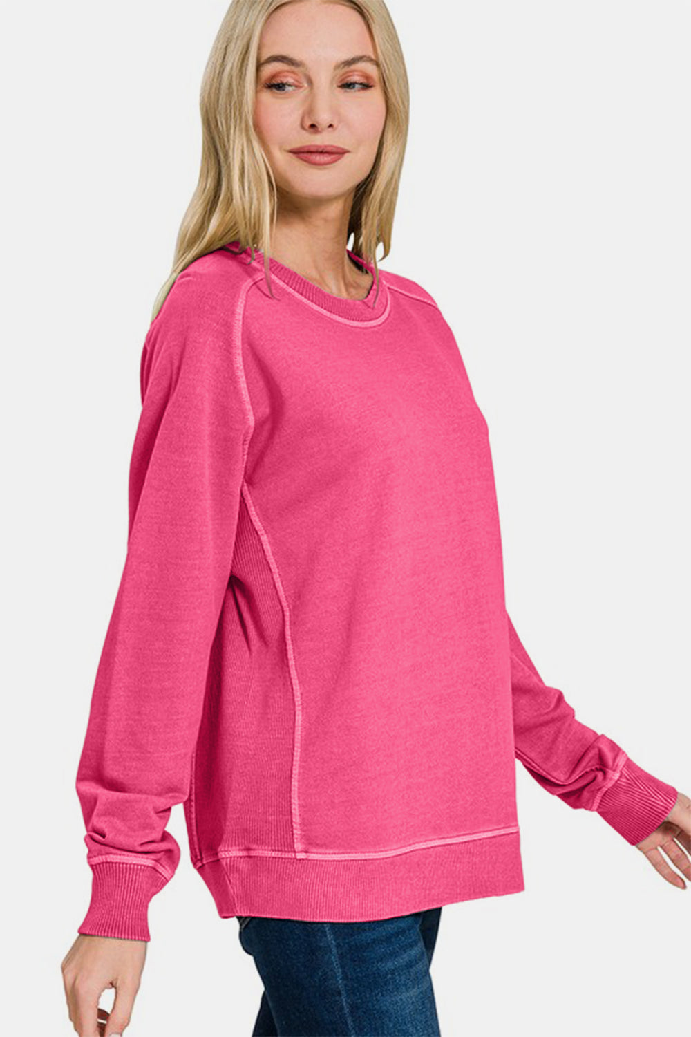 Zenana Full Size Pigment Dyed French Terry Sweatshirt - Get Stylish