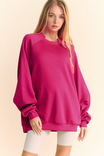 Davi & Dani Round Neck Raglan Sleeve Sweatshirt