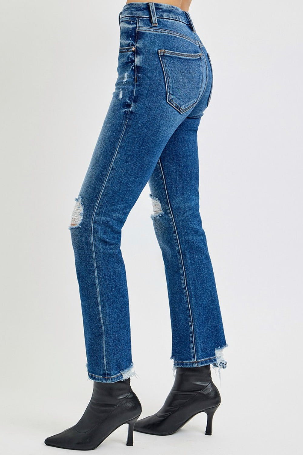 RISEN Full Size High Rise Distressed Crop Straight Jeans - Get Stylish