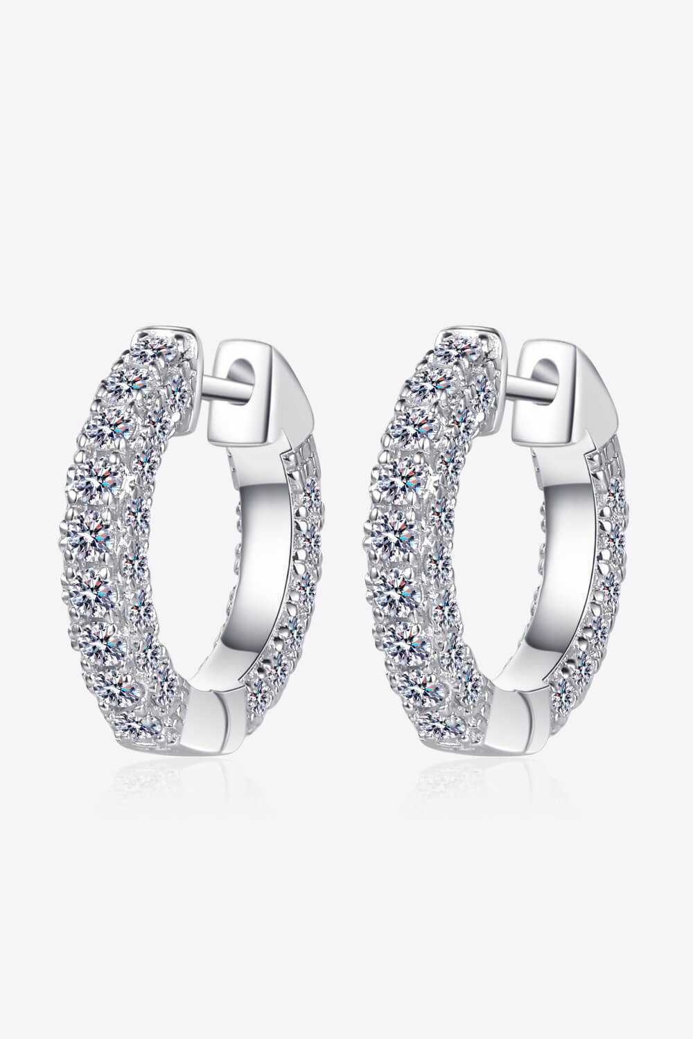 925 Sterling Silver Moissanite Huggie Earrings