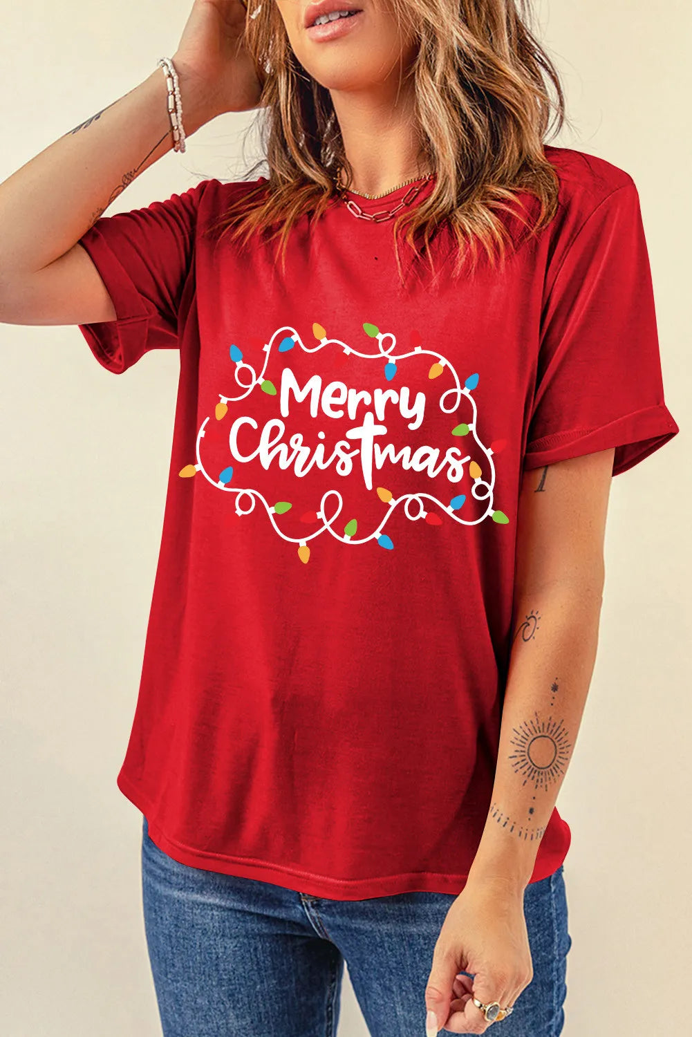 MERRY CHRISTMAS Round Neck Short Sleeve T-Shirt - Get Stylish