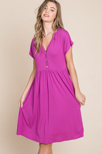 V-Neck Short Sleeve Dress