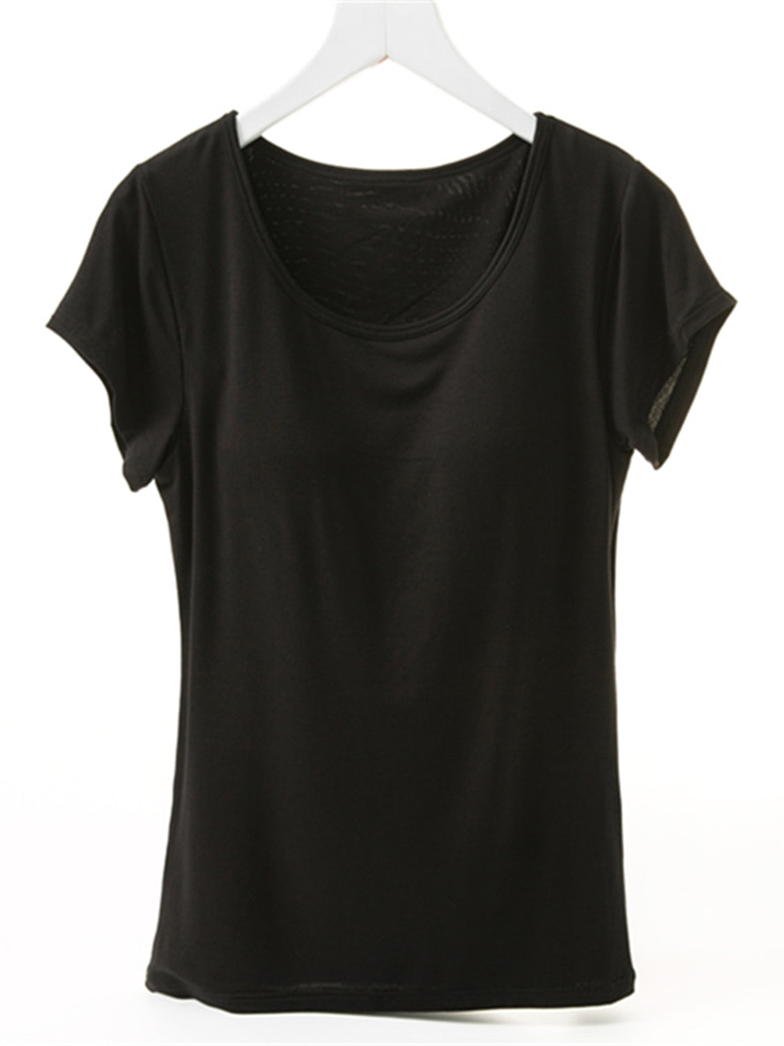 Round Neck Short Sleeve T-Shirt with Bra - Get Stylish