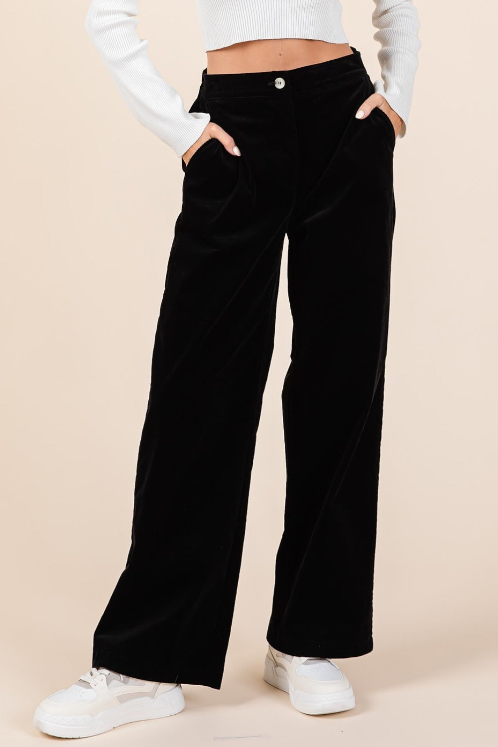 Mittoshop Corduroy Back Elastic Waist Pants - Get Stylish