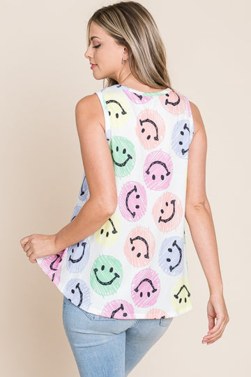 Smiley Face Round Neck Tank