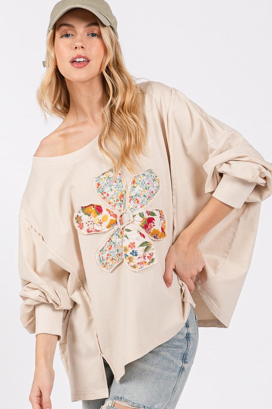 SAGE + FIG Flower Patch Dropped Shoulder Oversize Top - Get Stylish