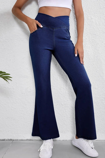 Asymmetric Waist Flare Jeans