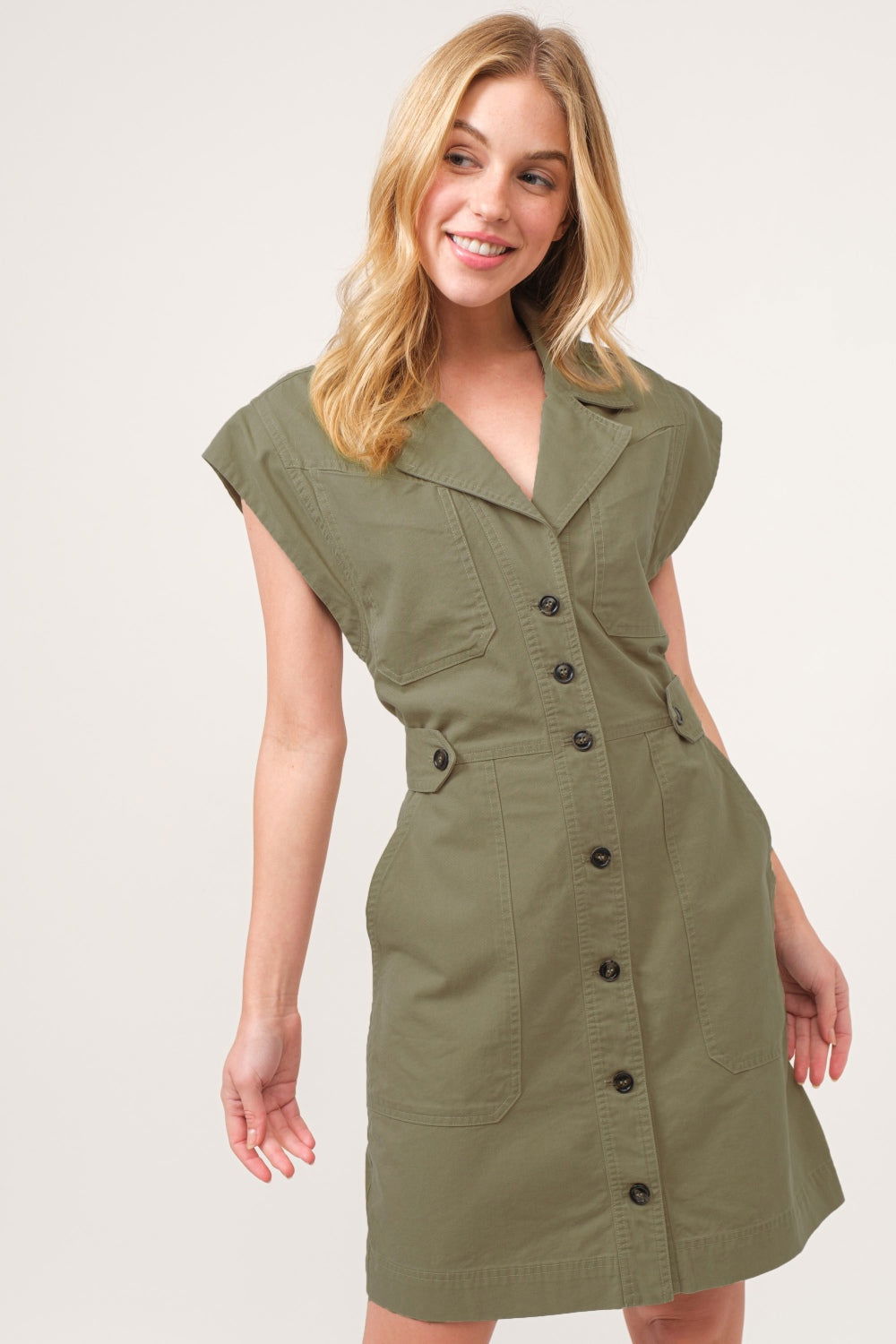 Button Up Sleeveless Dress - Get Stylish