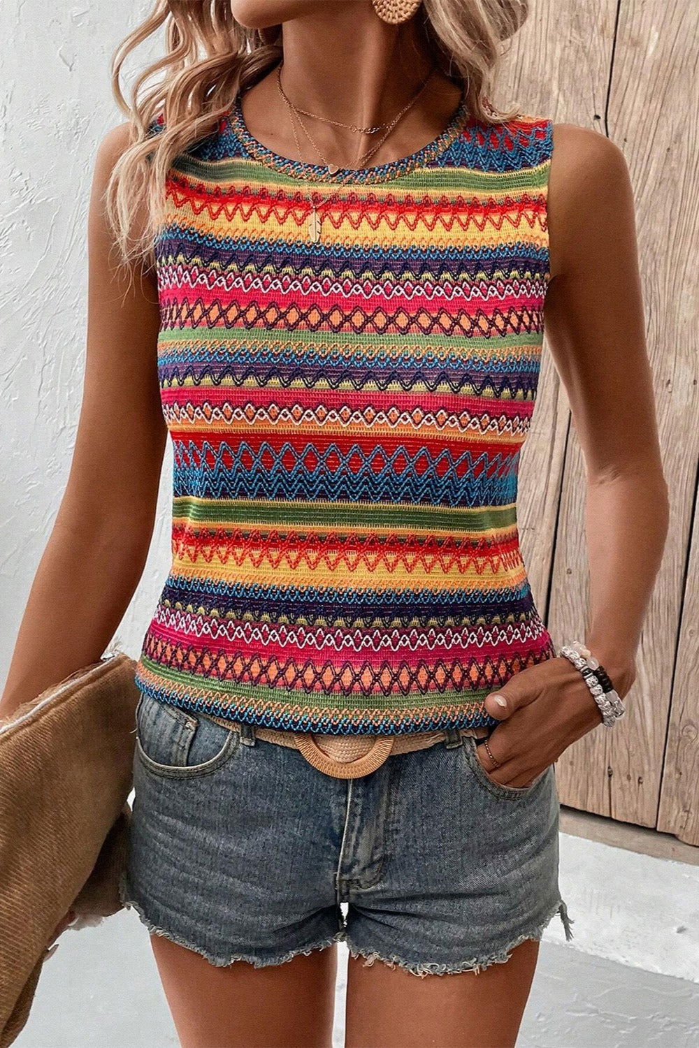 Contrast Round Neck Tank - Get Stylish