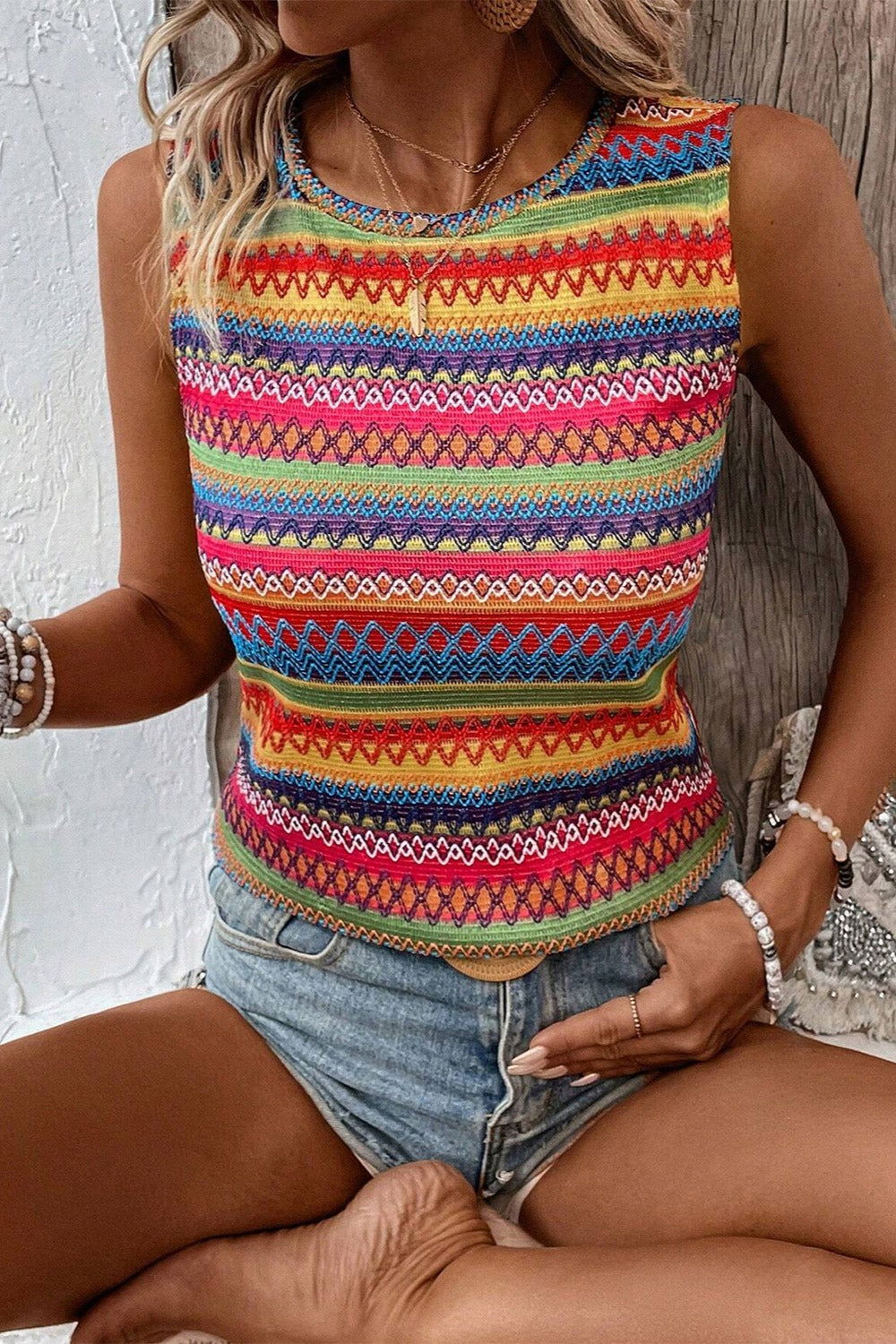 Contrast Round Neck Tank - Get Stylish