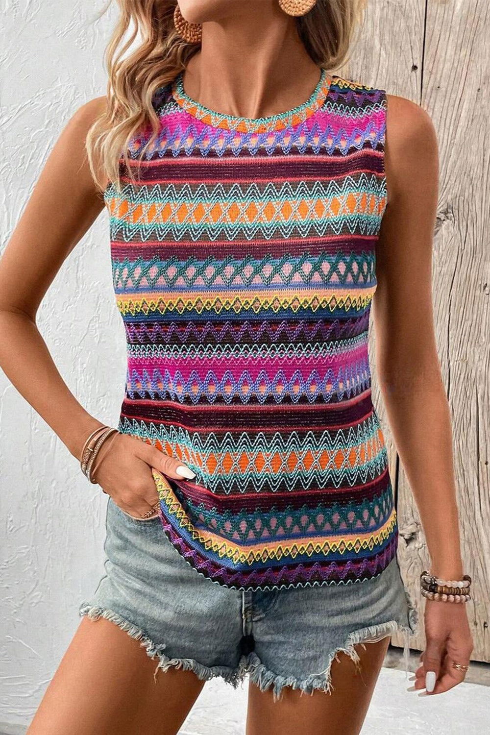 Contrast Round Neck Tank - Get Stylish