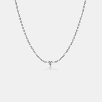 Inlaid Zircon Heart 925 Sterling Silver Necklace