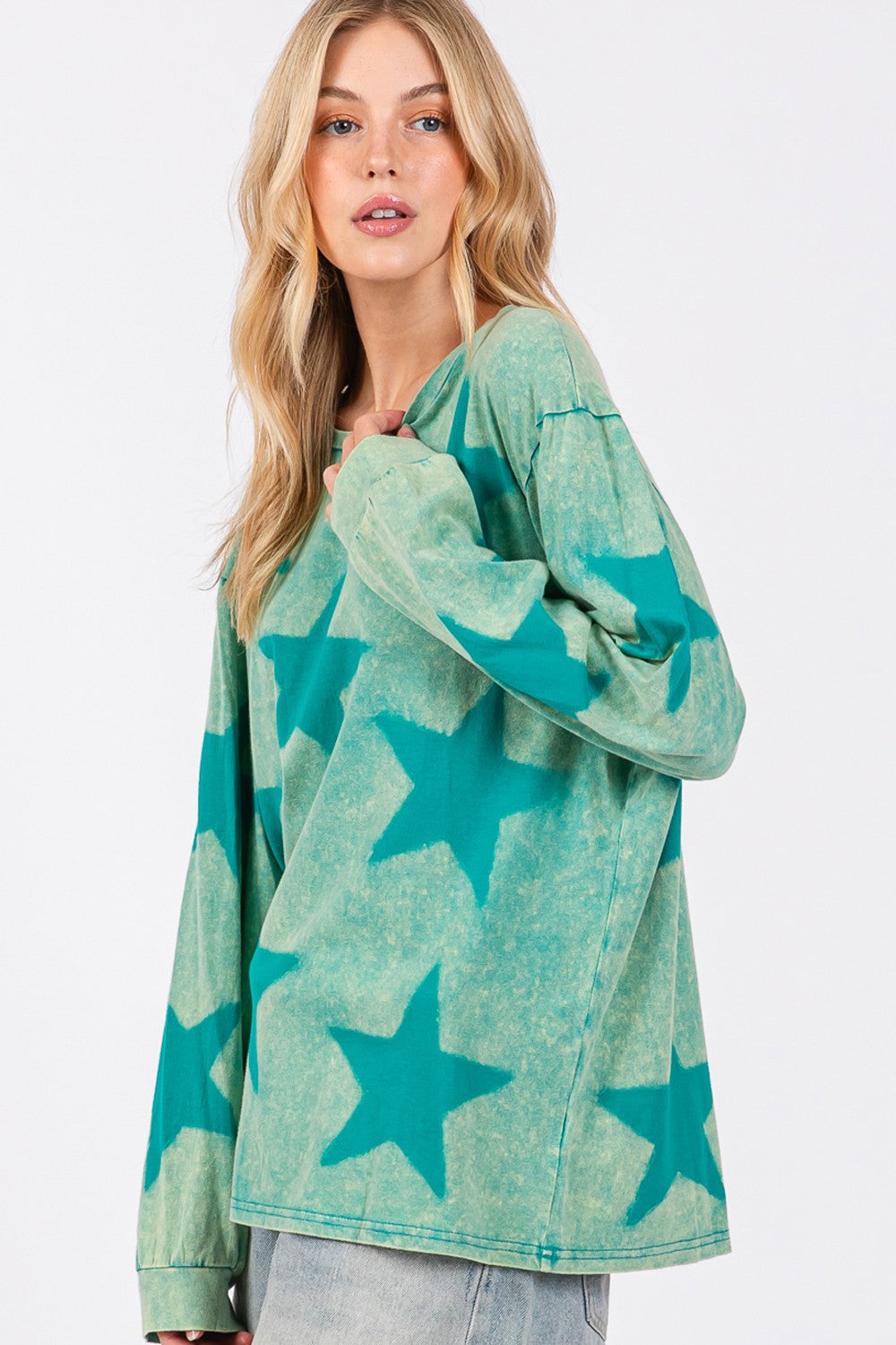 SAGE + FIG Mineral Wash Star Pattern T-Shirt - Get Stylish