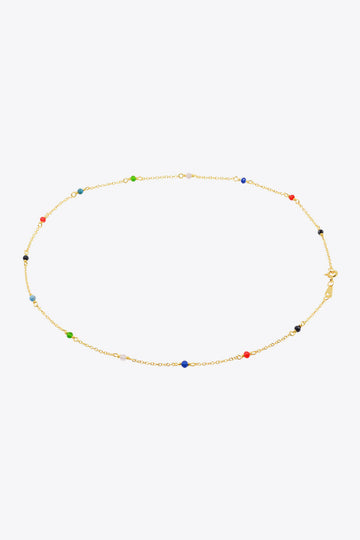 18K Gold-Plated Multicolored Bead Necklace