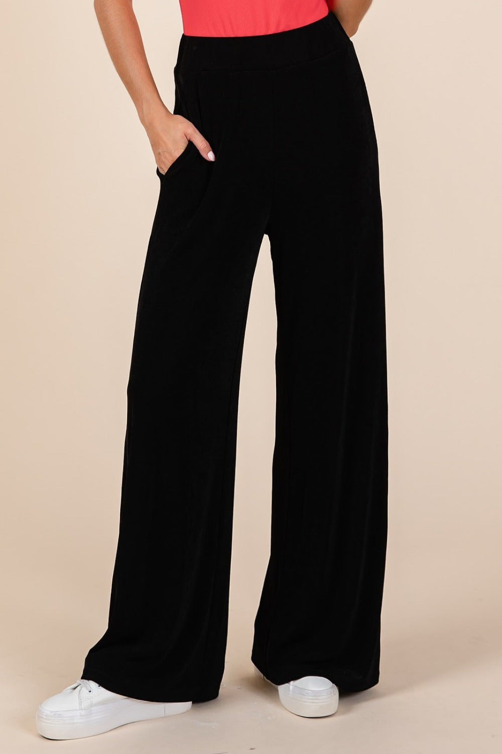 Mittoshop Elastic Waist Pants with Side Pockets - Get Stylish