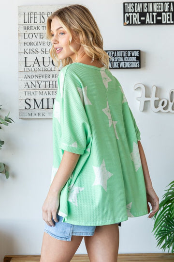 HOPELY Star Pattern Oversized Waffle T-Shirt