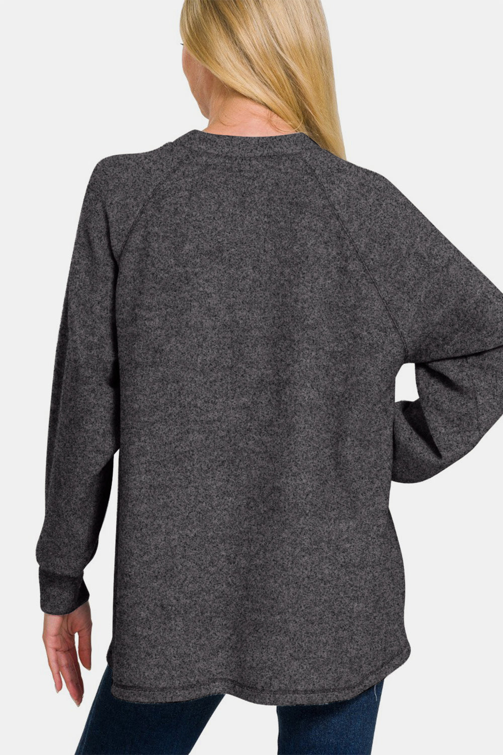 Zenana Full Size Brushed Melange Hacci High-Low Sweater - Get Stylish